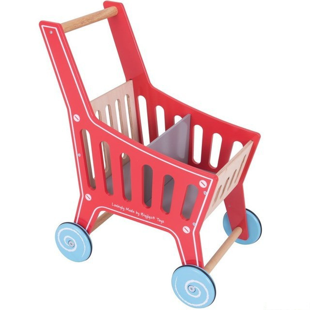 Bigjigs Toys Dřevěný nákupní vozík Supermarket