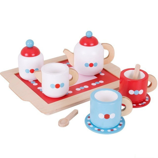 Bigjigs Toys Čajový servis s puntíky