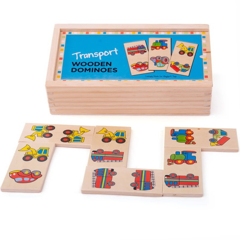 Bigjigs Toys Dřevěné domino dopravní prostředky
