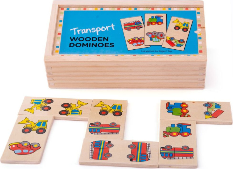 Bigjigs Toys Dřevěné domino dopravní prostředky