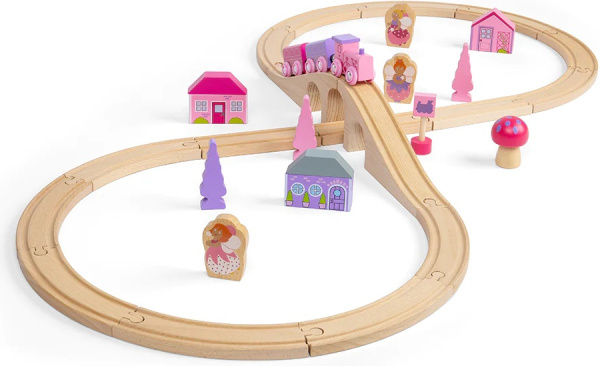 Bigjigs Rail Dřevěná vláčkodráha osmička pro princezny 35 dílů
