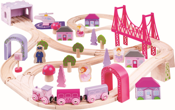 Bigjigs Rail Dřevěná velká vláčkodráha princezny