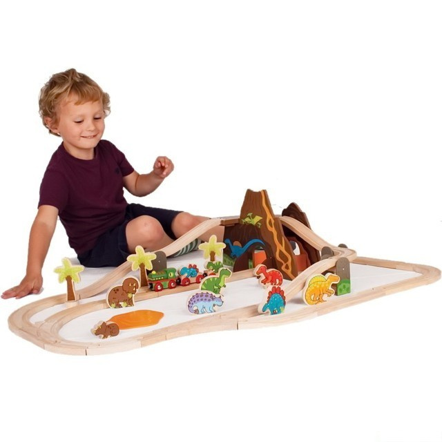 Bigjigs Rail Dřevěná vláčkodráha dinosauři
