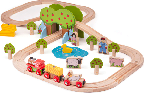 Bigjigs Rail Dřevěná vláčkodráha farma