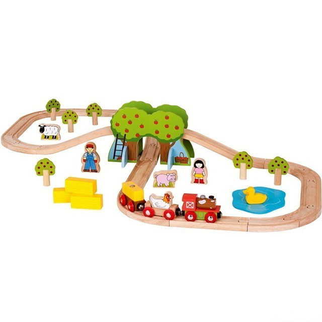 Bigjigs Rail Dřevěná vláčkodráha farma