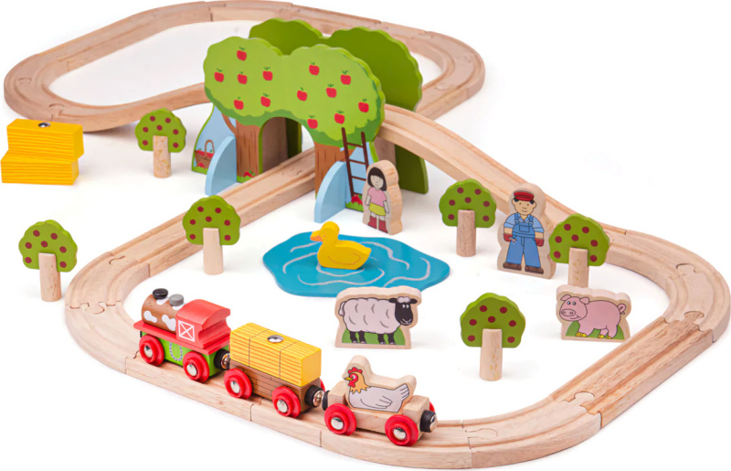 Bigjigs Rail Dřevěná vláčkodráha farma