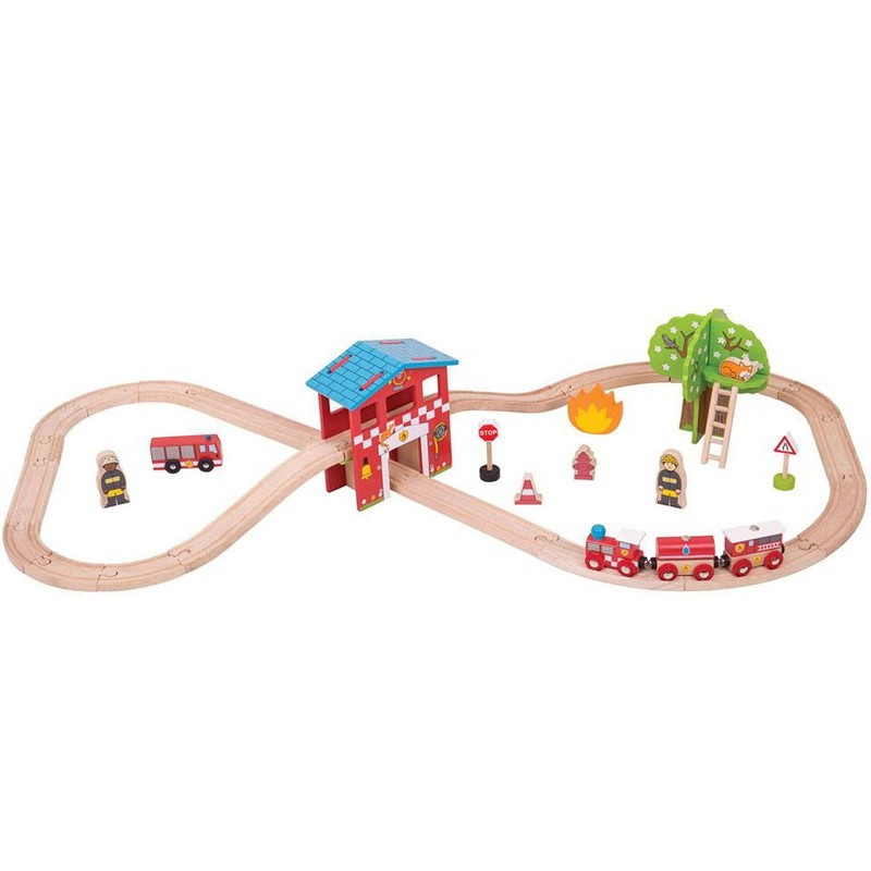 Bigjigs Rail Dřevěná vláčkodráha hasičská stanice