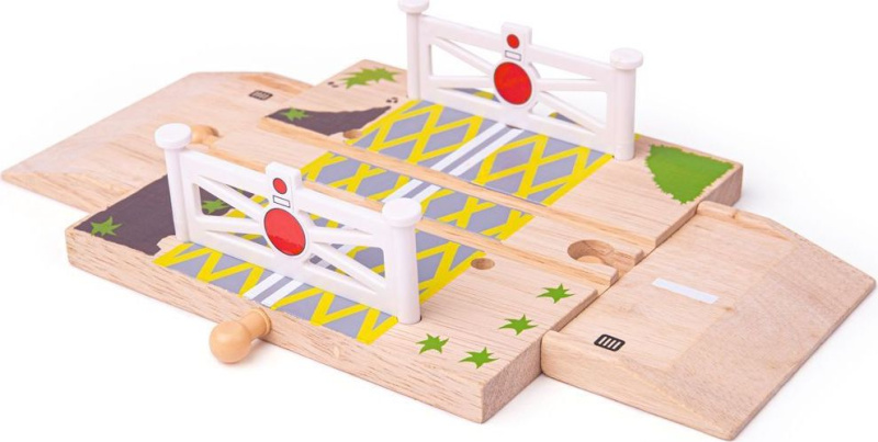 Bigjigs Rail Dřevěné autodráhy železniční přejezd s brankami