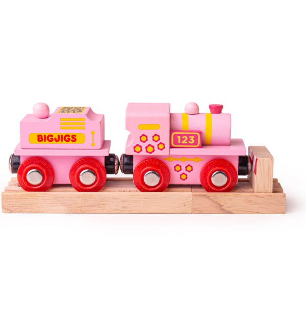 Bigjigs Rail Růžová mašinka s tendrem