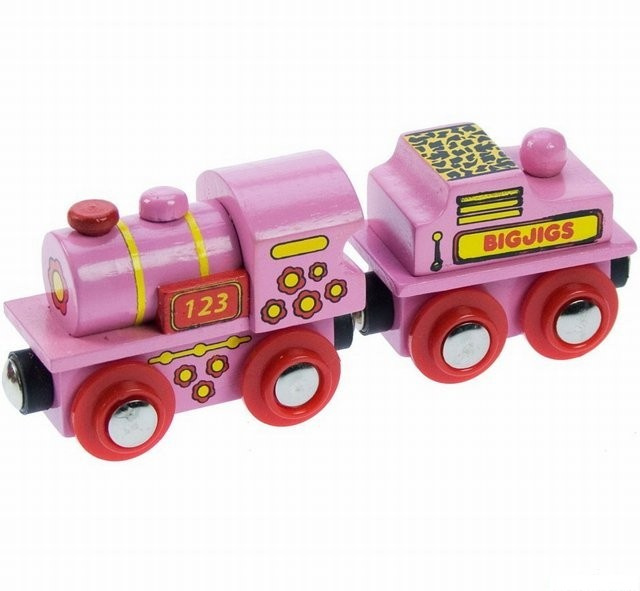 Bigjigs Rail Růžová mašinka s tendrem