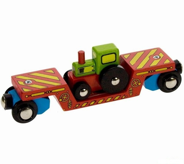 Bigjigs Rail Vagon s traktorem + 2 koleje