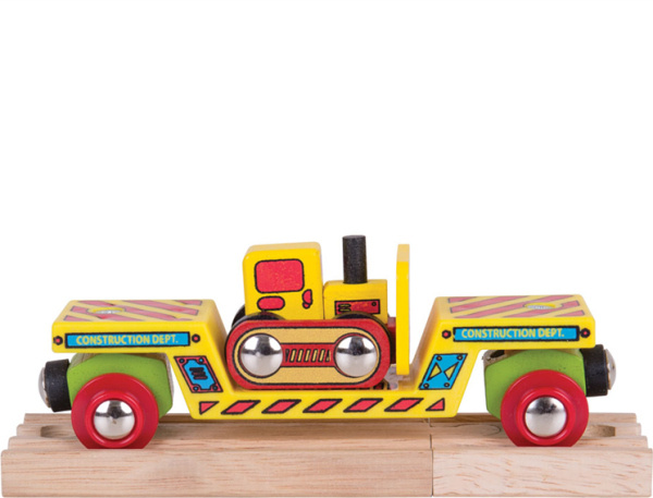 Bigjigs Rail Vagon s buldozerem + 2 koleje