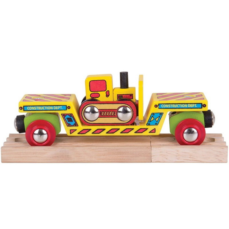 Bigjigs Rail Vagon s buldozerem + 2 koleje
