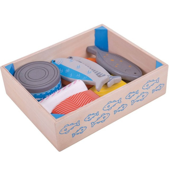 Bigjigs Toys Dřevěné mořské plody v krabičce
