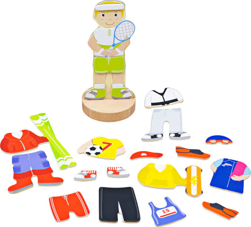Bigjigs Toys Magnetické oblékací puzzle sportovní aktivity