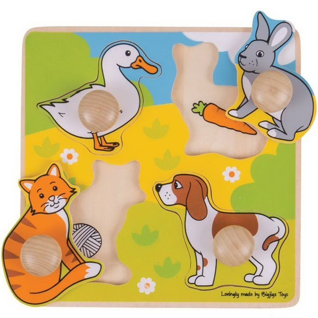 Bigjigs Toys Vkládací puzzle domácí zvířátka
