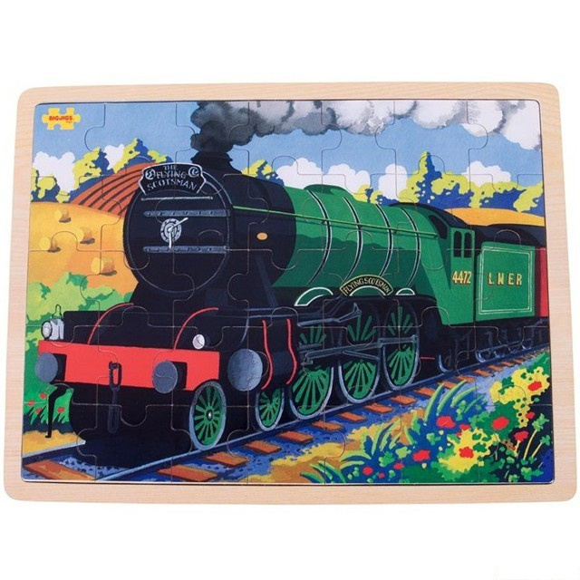 Bigjigs Toys Dřevěné puzzle historický vlak Flying Scotsman 35 dílků