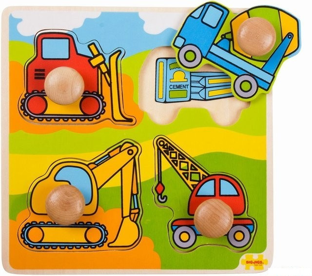Bigjigs Toys Vkládací puzzle stavební stroje