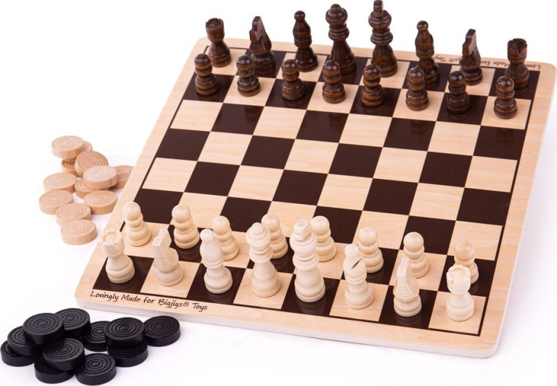 Bigjigs Toys Dřevěné šachy a dáma