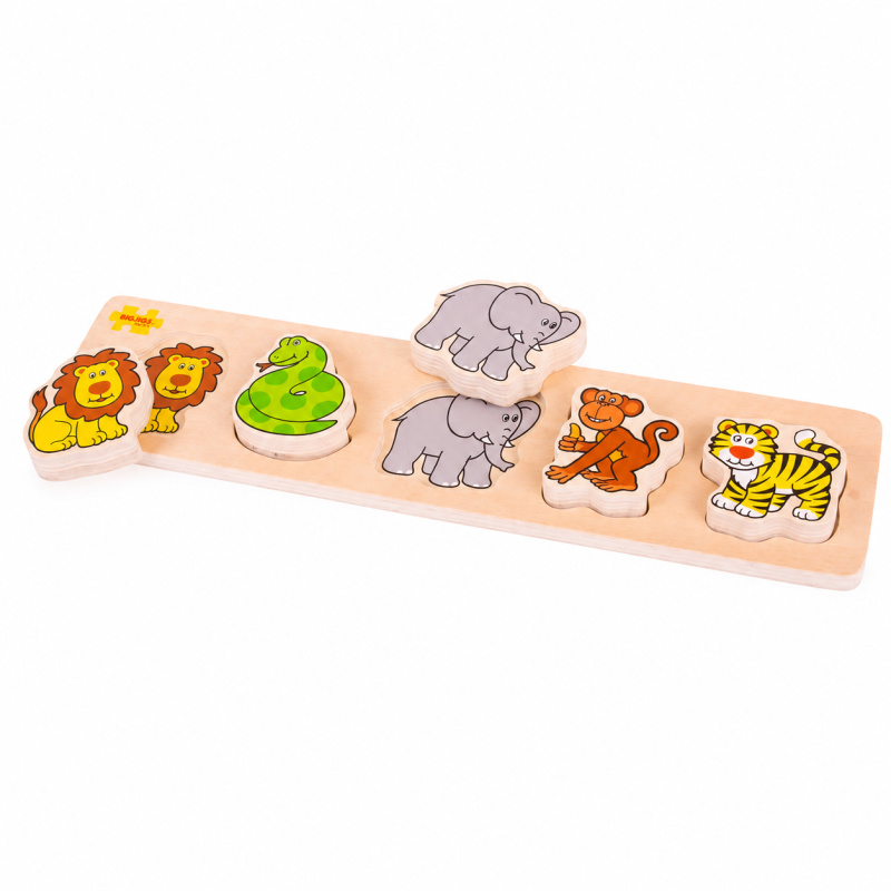 Bigjigs Baby Dřevěné vkládací puzzle safari