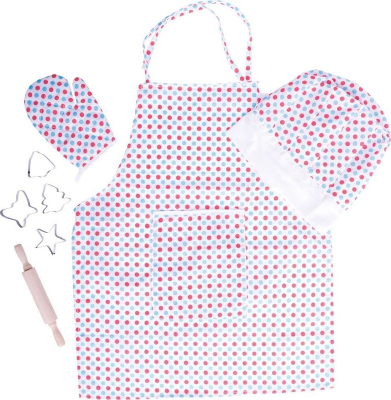 Bigjigs Toys Kuchařský set se zástěrou s puntíky