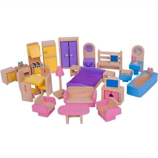 Bigjigs Toys Dřevěný nábytek do domečku pro panenky