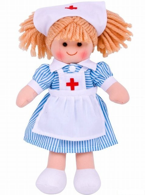 Bigjigs Toys Látková panenka zdravotní sestřička Nancy 28 cm
