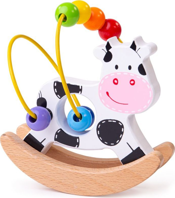 Bigjigs Baby Motorický labyrint houpačka kravička