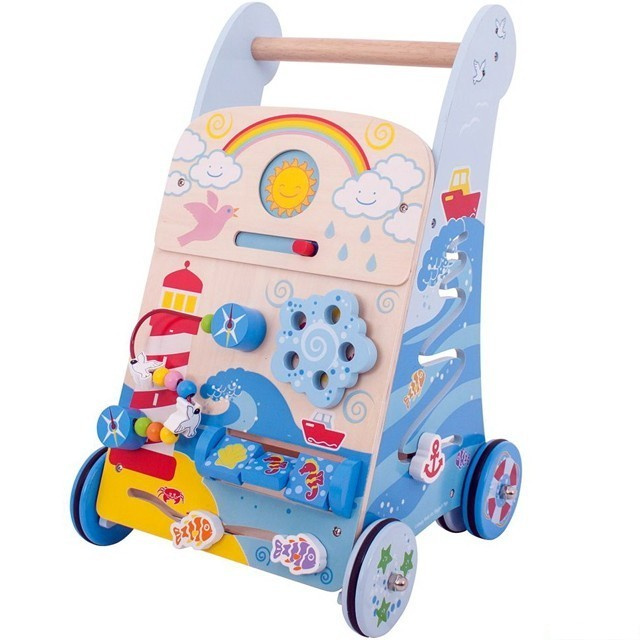 Bigjigs Baby Dřevěné aktivní chodítko moře