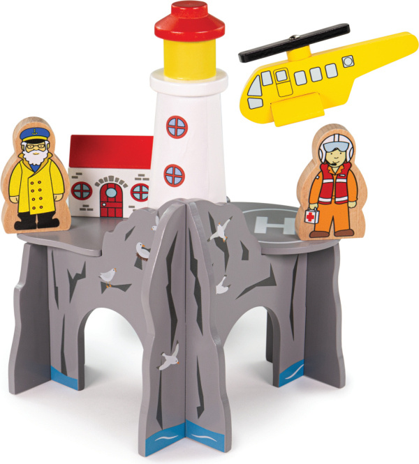Bigjigs Rail Tunel s majákem a heliportem