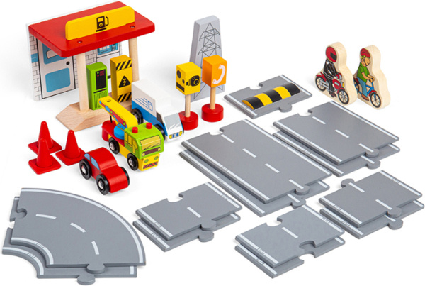 Bigjigs Rail Dřevěná sada příslušenství silnice