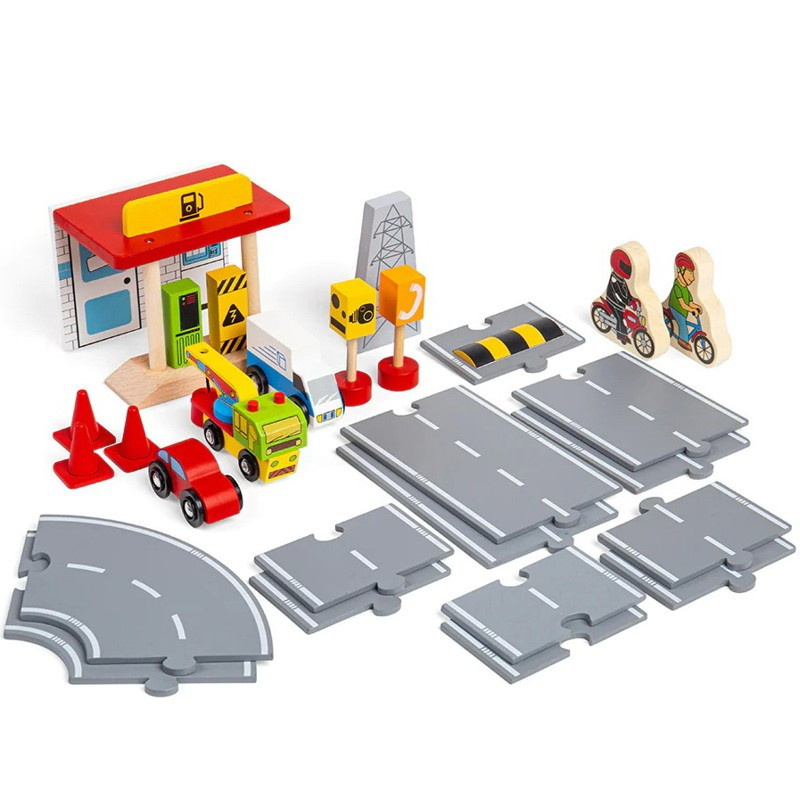 Bigjigs Rail Dřevěná sada příslušenství silnice