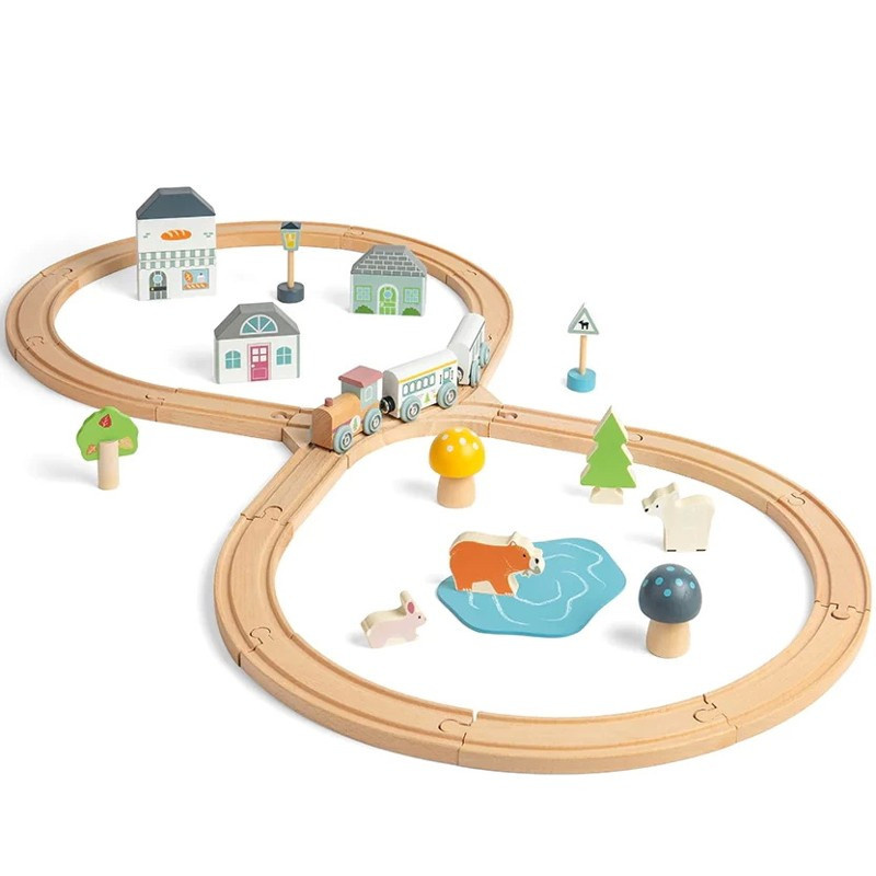 Bigjigs Toys Dřevěná vláčkodráha u lesa