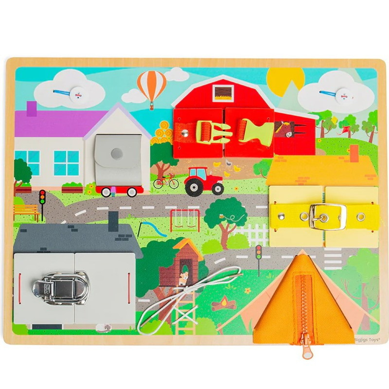 Bigjigs Toys Motorická deska každodenních dovedností