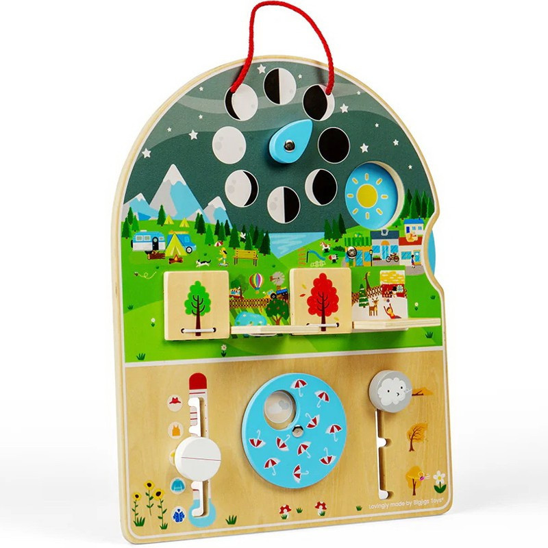 Bigjigs Toys Dřevěná motorická deska Počasí