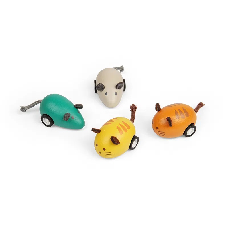 Bigjigs Toys Dřevěné natahovací zvířátko 1 ks Myš šedá