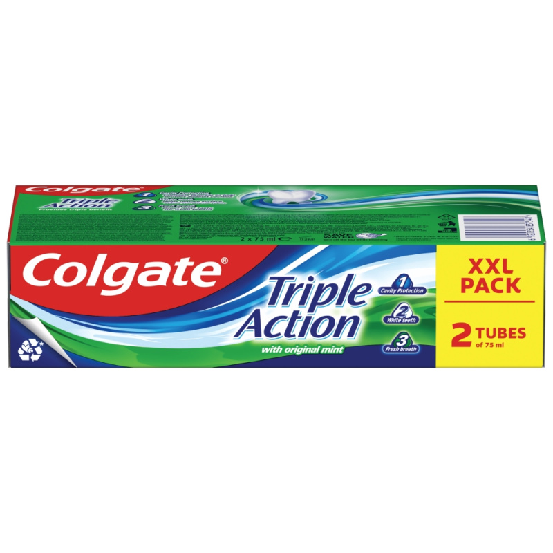 Colgate Triple Action Original Mint zubní pasta 2x75 ml