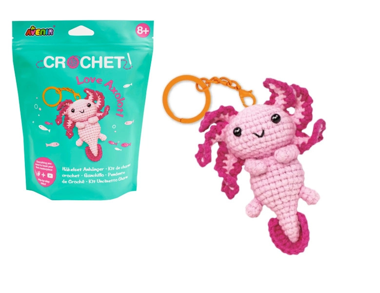 Vytvoř si vlastní háčkovaný přívěsek axolotl – kreativní sada