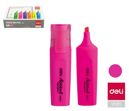 Zvýrazňovač DELI ES621 růžový plochý (8552) DELI