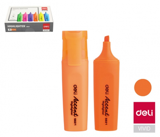 Zvýrazňovač DELI ES621 oranžový plochý (8552) DELI