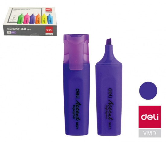 Zvýrazňovač DELI ES621 fialový plochý (8552) DELI