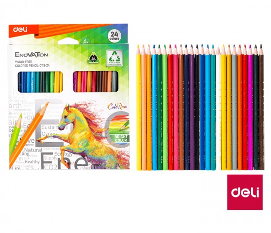 Pastelky Deli trojhranné ColoRun bezdřevé 24 barev EC113-24 DELI