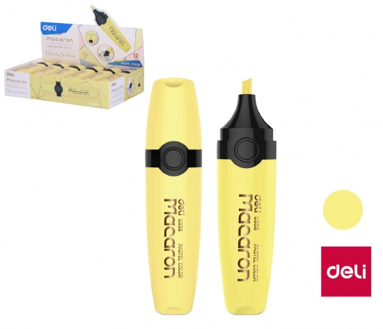 Zvýrazňovač DELI EU356-YL MACARON pastel žlutý DELI