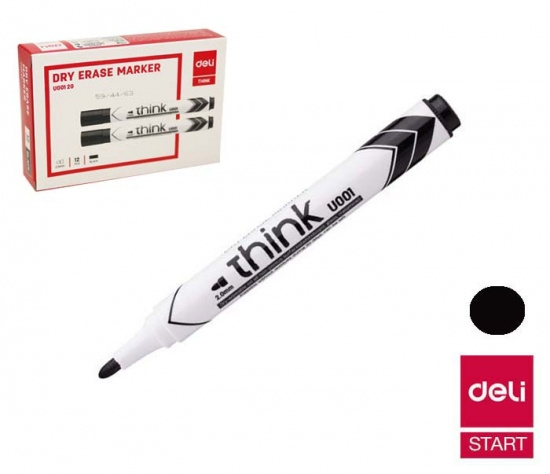 Popisovač DELI EU00120 černý kulatý stíratelný (8559) DELI