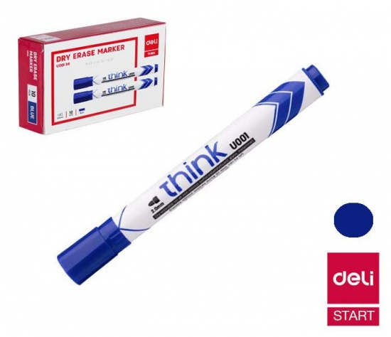 Popisovač DELI EU00130 modrý kulatý stíratelný (8559) DELI