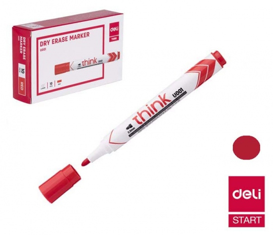 Popisovač DELI EU00140 červený kulatý stíratelný (8559) DELI