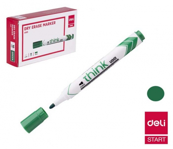 Popisovač DELI EU00150 zelený kulatý stíratelný (8559) DELI