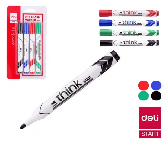 Popisovač DELI EU00101/4 sada kulatý stíratelný (8559) DELI