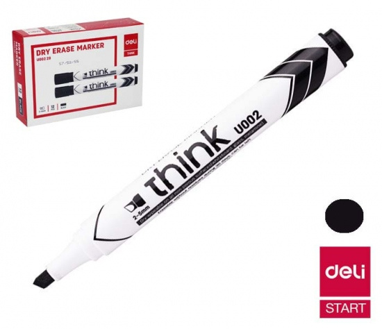 Popisovač DELI EU00220 černý zkosený stíratelný (8569) DELI