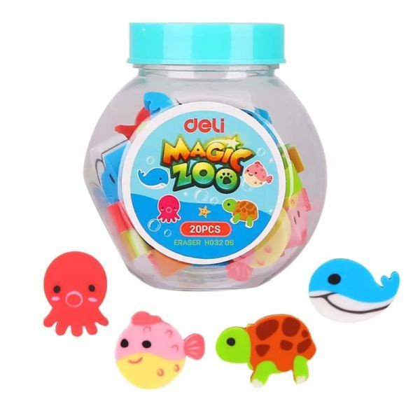 Guma mazací zvířátka mini, dóza 20ks DELI EH03206 DELI